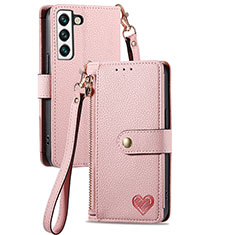 Custodia Portafoglio In Pelle Cover con Supporto S15D per Samsung Galaxy S25 5G Rosa