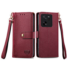 Custodia Portafoglio In Pelle Cover con Supporto S15D per Xiaomi Mi 13T Pro 5G Rosso