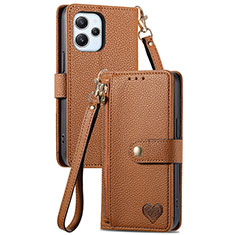 Custodia Portafoglio In Pelle Cover con Supporto S15D per Xiaomi Redmi 12 4G Marrone