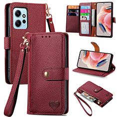 Custodia Portafoglio In Pelle Cover con Supporto S15D per Xiaomi Redmi Note 12 4G Rosso