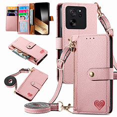 Custodia Portafoglio In Pelle Cover con Supporto S16D per Xiaomi Mi 13T Pro 5G Rosa