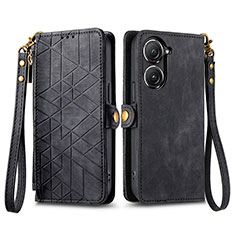 Custodia Portafoglio In Pelle Cover con Supporto S17D per Asus Zenfone 9 Nero