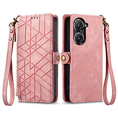 Custodia Portafoglio In Pelle Cover con Supporto S17D per Asus Zenfone 9 Rosa