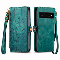 Custodia Portafoglio In Pelle Cover con Supporto S17D per Google Pixel 7 Pro 5G Verde