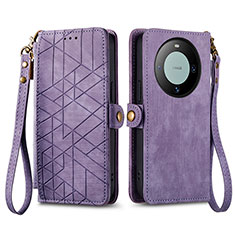 Custodia Portafoglio In Pelle Cover con Supporto S17D per Huawei Mate 60 Pro+ Plus Viola