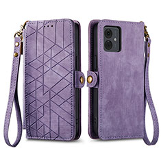 Custodia Portafoglio In Pelle Cover con Supporto S17D per Motorola Moto G14 Viola