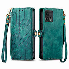 Custodia Portafoglio In Pelle Cover con Supporto S17D per Motorola Moto G72 Verde