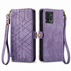 Custodia Portafoglio In Pelle Cover con Supporto S17D per Motorola Moto G72 Viola