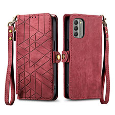 Custodia Portafoglio In Pelle Cover con Supporto S17D per Nokia G400 5G Rosso