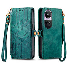 Custodia Portafoglio In Pelle Cover con Supporto S17D per Oppo Reno10 5G Verde