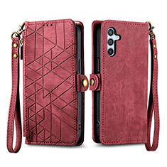 Custodia Portafoglio In Pelle Cover con Supporto S17D per Samsung Galaxy A34 5G Rosso