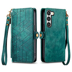 Custodia Portafoglio In Pelle Cover con Supporto S17D per Samsung Galaxy S24 Plus 5G Verde