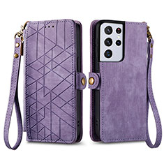 Custodia Portafoglio In Pelle Cover con Supporto S17D per Samsung Galaxy S24 Ultra 5G Viola