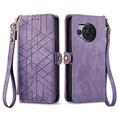 Custodia Portafoglio In Pelle Cover con Supporto S17D per Sharp Aquos R8 Viola