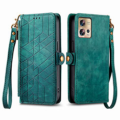 Custodia Portafoglio In Pelle Cover con Supporto S18D per Motorola Moto Edge 30 Pro 5G Verde