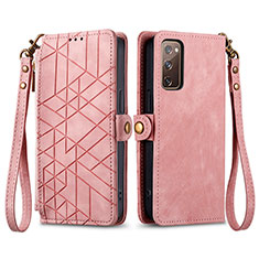 Custodia Portafoglio In Pelle Cover con Supporto S18D per Samsung Galaxy S20 FE 4G Rosa