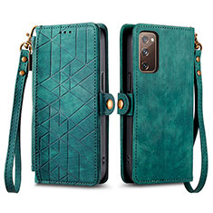 Custodia Portafoglio In Pelle Cover con Supporto S18D per Samsung Galaxy S20 Lite 5G Verde