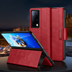 Custodia Portafoglio In Pelle Cover con Supporto SD1 per Huawei Mate X2 Rosso