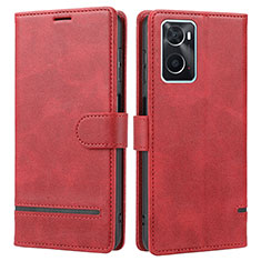 Custodia Portafoglio In Pelle Cover con Supporto SY1 per Oppo A36 Rosso