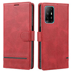 Custodia Portafoglio In Pelle Cover con Supporto SY1 per Oppo A94 5G Rosso