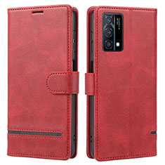 Custodia Portafoglio In Pelle Cover con Supporto SY1 per Oppo K9 5G Rosso