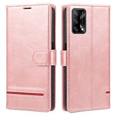 Custodia Portafoglio In Pelle Cover con Supporto SY1 per Oppo Reno6 Lite Rosa