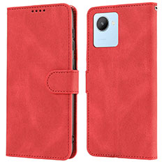 Custodia Portafoglio In Pelle Cover con Supporto SY1 per Realme C30 Rosso