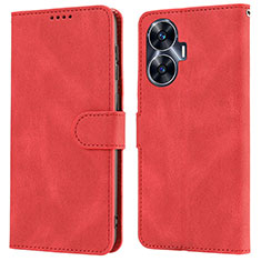 Custodia Portafoglio In Pelle Cover con Supporto SY1 per Realme C55 Rosso