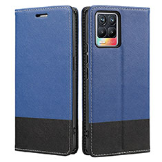 Custodia Portafoglio In Pelle Cover con Supporto SY2 per Realme 8 4G Blu