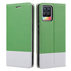 Custodia Portafoglio In Pelle Cover con Supporto SY2 per Realme 8 4G Verde