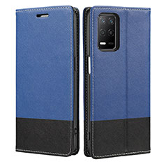 Custodia Portafoglio In Pelle Cover con Supporto SY2 per Realme 8s 5G Blu