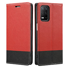 Custodia Portafoglio In Pelle Cover con Supporto SY2 per Realme 8s 5G Rosso