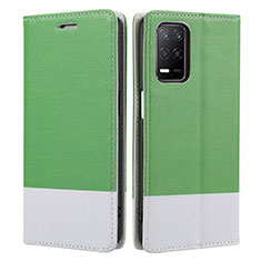 Custodia Portafoglio In Pelle Cover con Supporto SY2 per Realme 9 5G India Verde