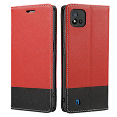 Custodia Portafoglio In Pelle Cover con Supporto SY2 per Realme C20A Rosso