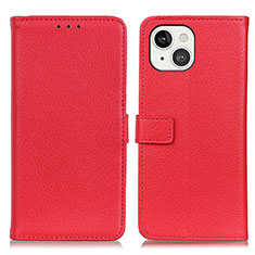 Custodia Portafoglio In Pelle Cover con Supporto T01 per Apple iPhone 13 Rosso