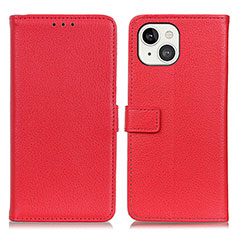 Custodia Portafoglio In Pelle Cover con Supporto T01 per Apple iPhone 15 Plus Rosso