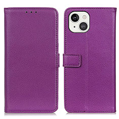 Custodia Portafoglio In Pelle Cover con Supporto T01 per Apple iPhone 15 Plus Viola