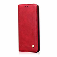 Custodia Portafoglio In Pelle Cover con Supporto T01 per Oppo F15 Rosso