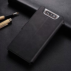 Custodia Portafoglio In Pelle Cover con Supporto T01 per Samsung Galaxy A80 Nero
