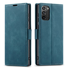 Custodia Portafoglio In Pelle Cover con Supporto T01 per Samsung Galaxy Note 20 5G Blu