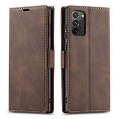 Custodia Portafoglio In Pelle Cover con Supporto T01 per Samsung Galaxy Note 20 5G Marrone