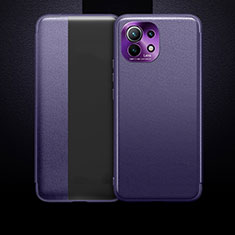 Custodia Portafoglio In Pelle Cover con Supporto T01 per Xiaomi Mi 11 5G Viola