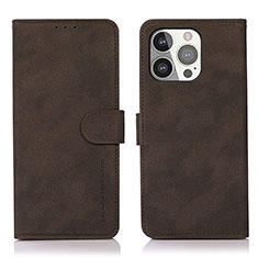 Custodia Portafoglio In Pelle Cover con Supporto T02 per Apple iPhone 14 Pro Marrone