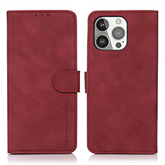 Custodia Portafoglio In Pelle Cover con Supporto T02 per Apple iPhone 15 Pro Rosso