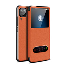 Custodia Portafoglio In Pelle Cover con Supporto T02 per Huawei P40 Lite Arancione