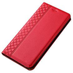 Custodia Portafoglio In Pelle Cover con Supporto T02 per Samsung Galaxy A80 Rosso