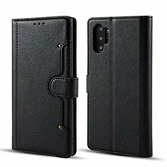 Custodia Portafoglio In Pelle Cover con Supporto T02 per Samsung Galaxy Note 10 Plus Nero