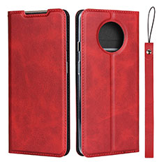 Custodia Portafoglio In Pelle Cover con Supporto T03 per OnePlus 7T Rosso