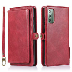 Custodia Portafoglio In Pelle Cover con Supporto T03 per Samsung Galaxy Note 20 5G Rosso