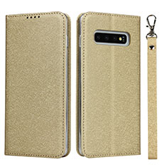 Custodia Portafoglio In Pelle Cover con Supporto T03 per Samsung Galaxy S10 5G Oro